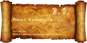 Mancz Vincencia névjegykártya